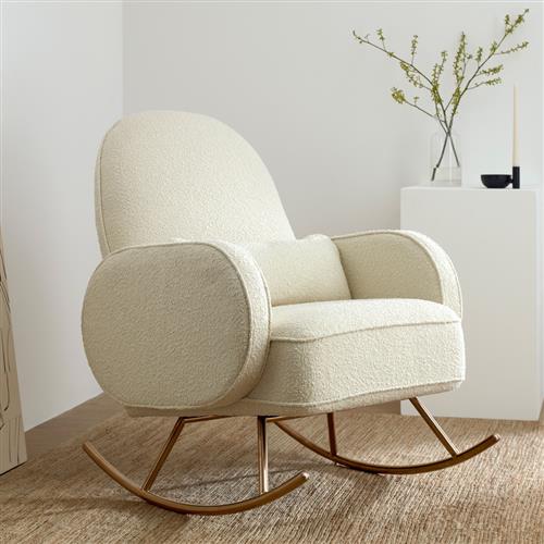 Nursery Works Compass Modern White Boucle Rose Gold Metal Nursery Rocker