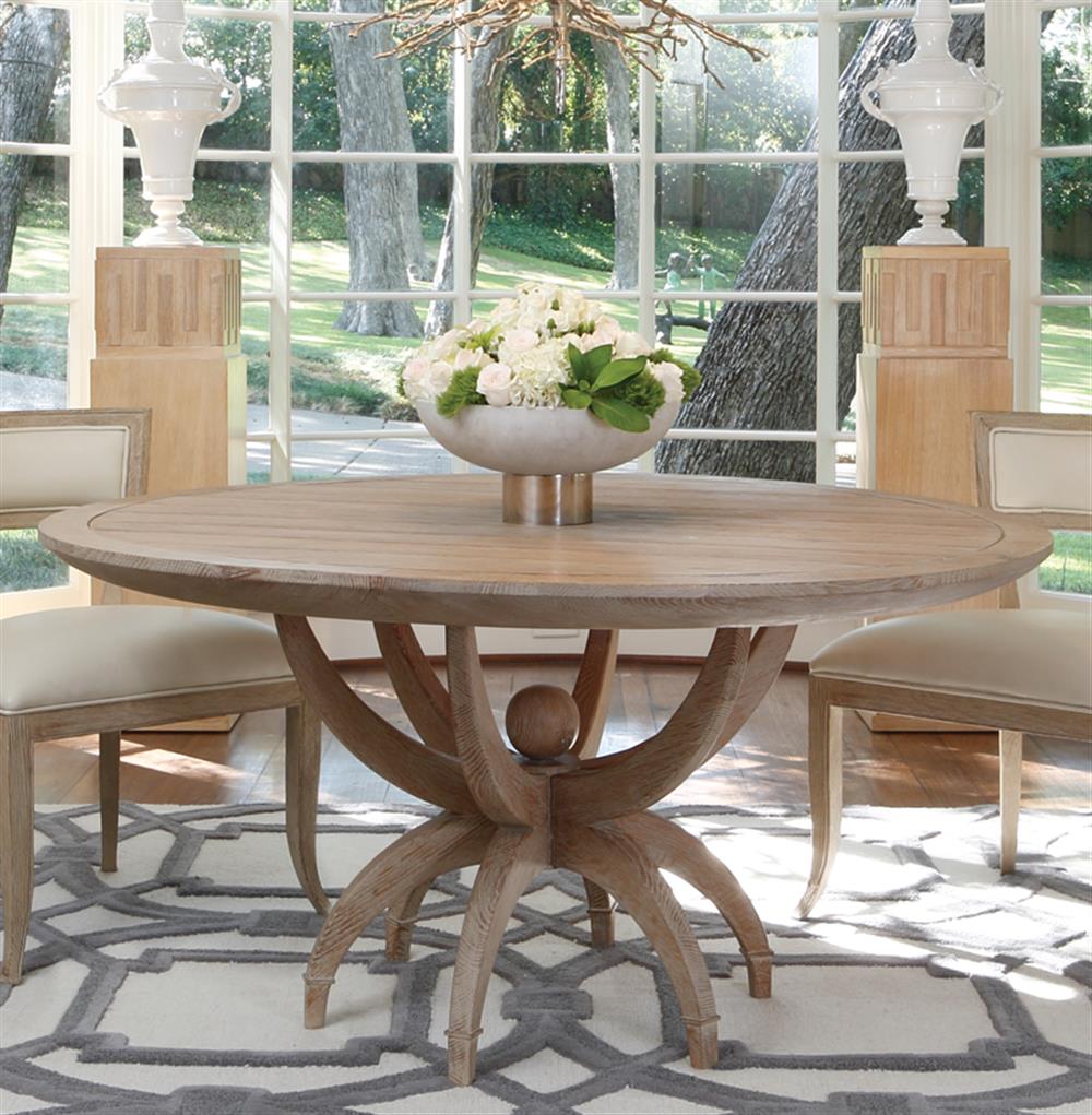 Atticus Coastal Beach White Oak Contemporary Round Dining Table