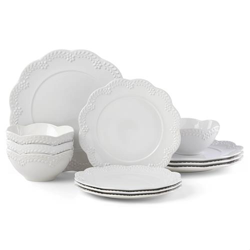 Flora 32-Piece White Porcelain Dinnerware Set with 8-Piece Dinner Plat –  Nordic Abode