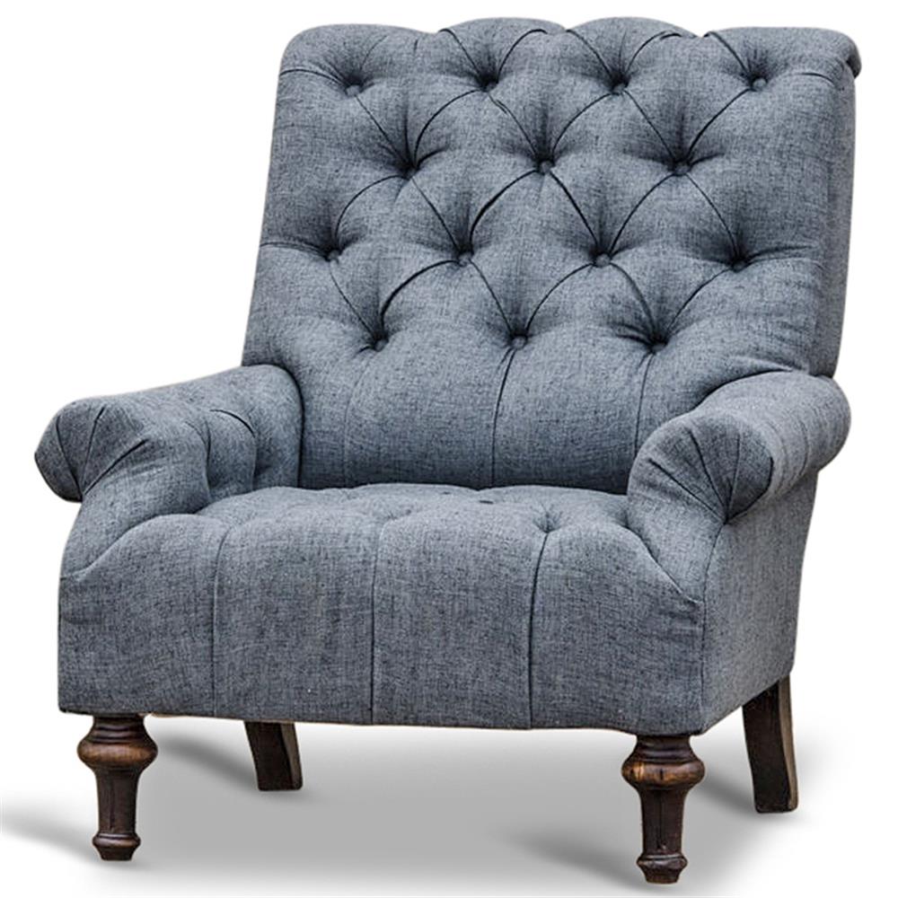 Donata Modern Classic Tufted Charcoal Grey Linen Armchair  Kathy Kuo Home