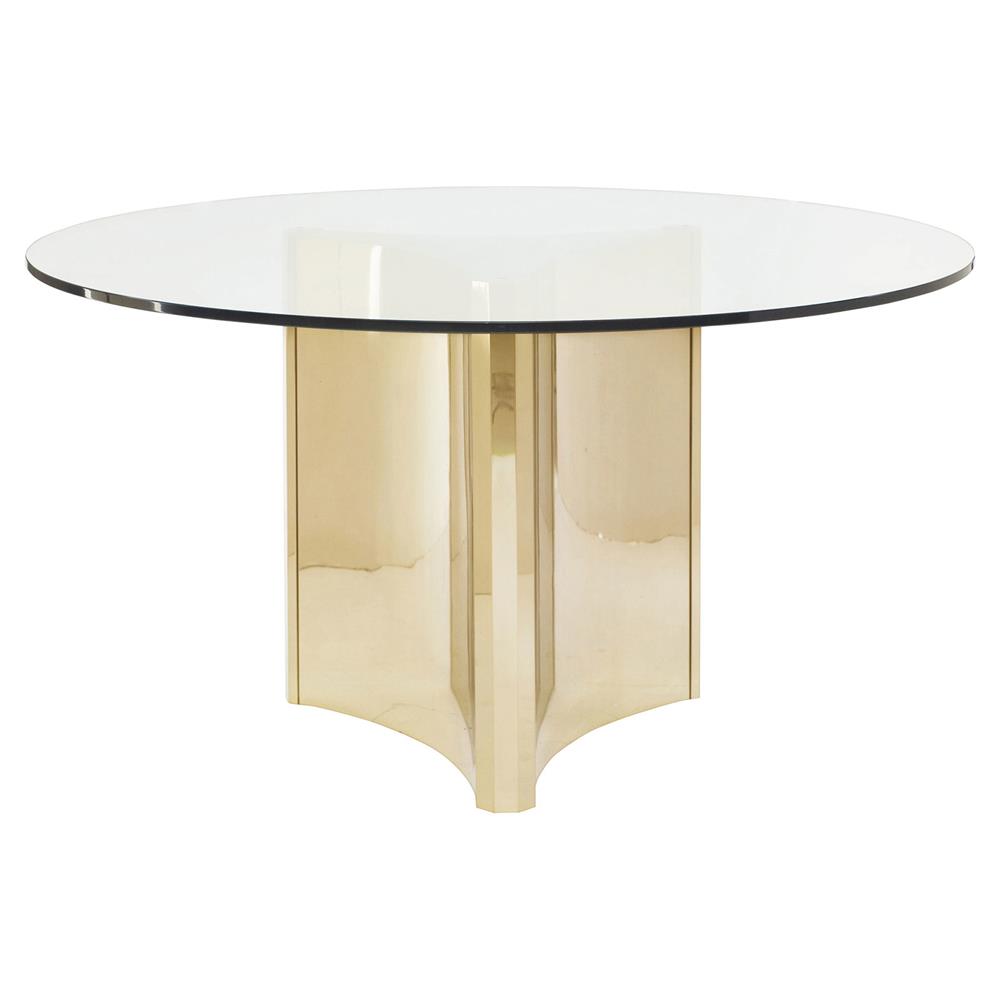 Ellen Modern Sleek Gold Round Glass Top Dining Table - 54"W