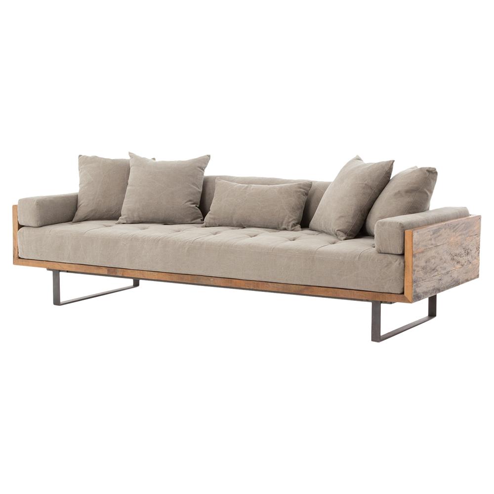 Lloyd Industrial Lodge Taupe Tufted Cushion Wood Frame Sofa