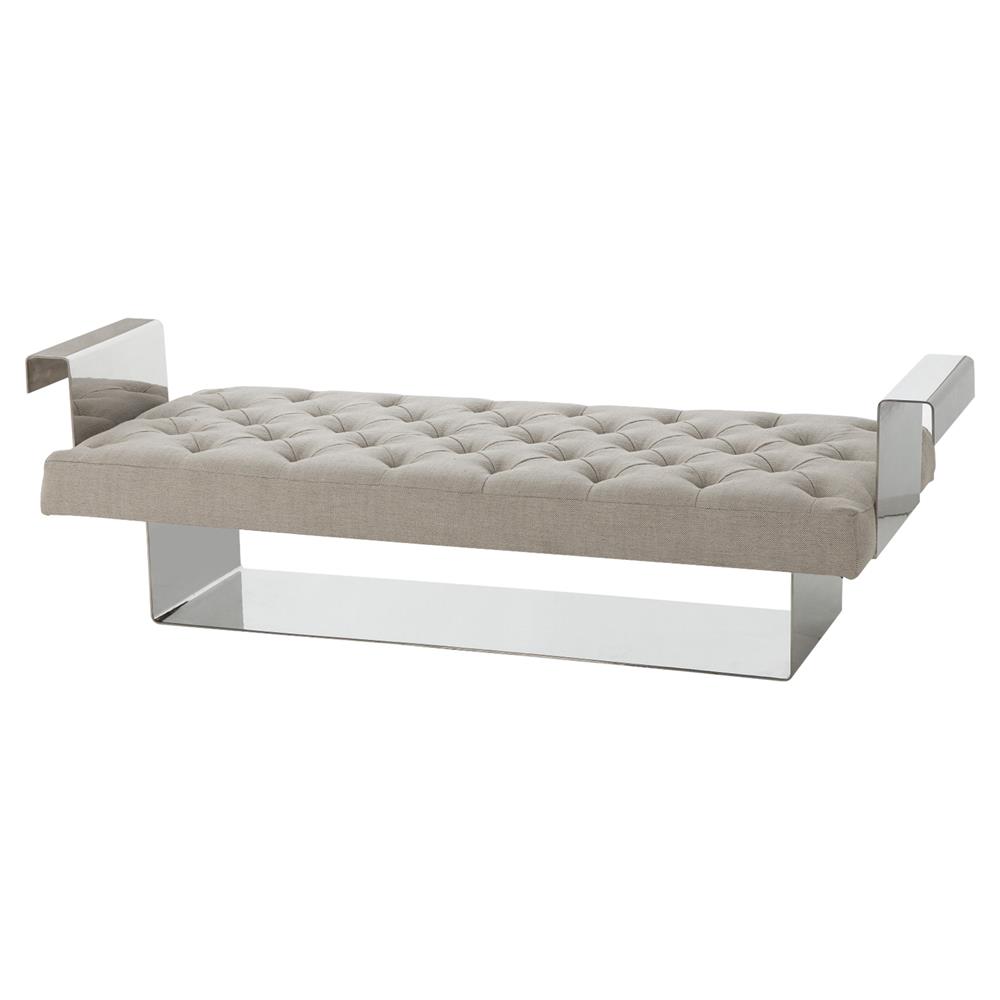 Kelly Hoppen Vinci Modern Polished Stainless Steel Tufted Beige