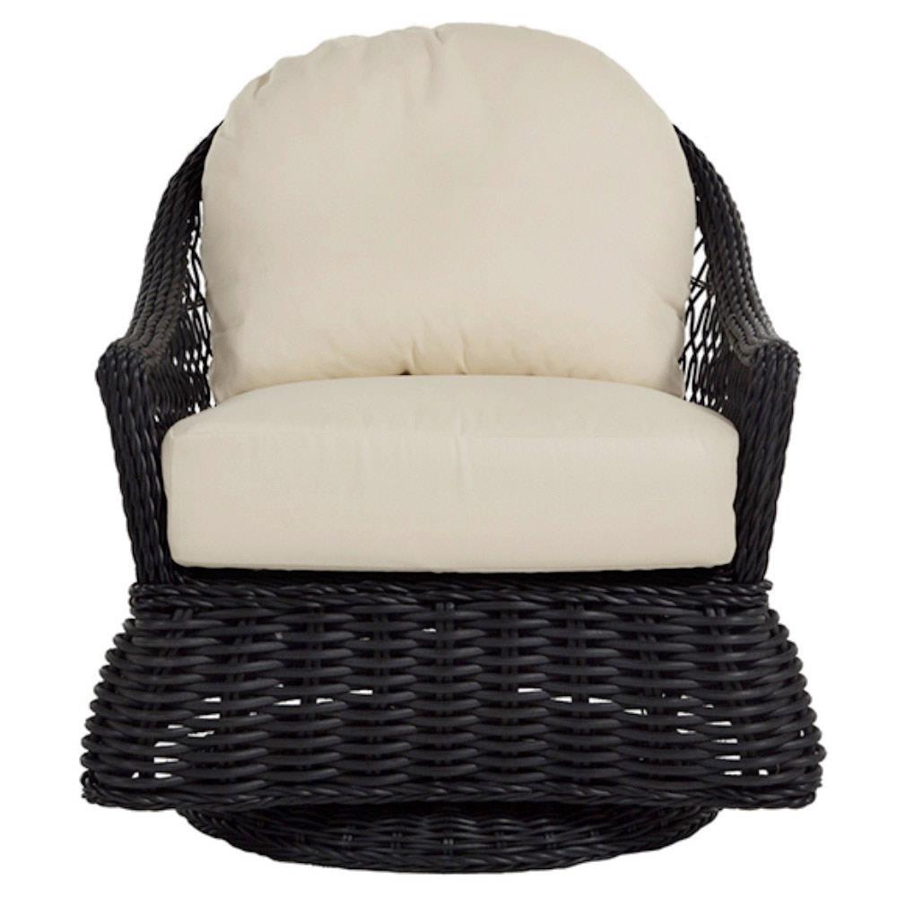 Summer Classics Soho Coastal Black Woven Wicker Outdoor Swivel Glider Chair