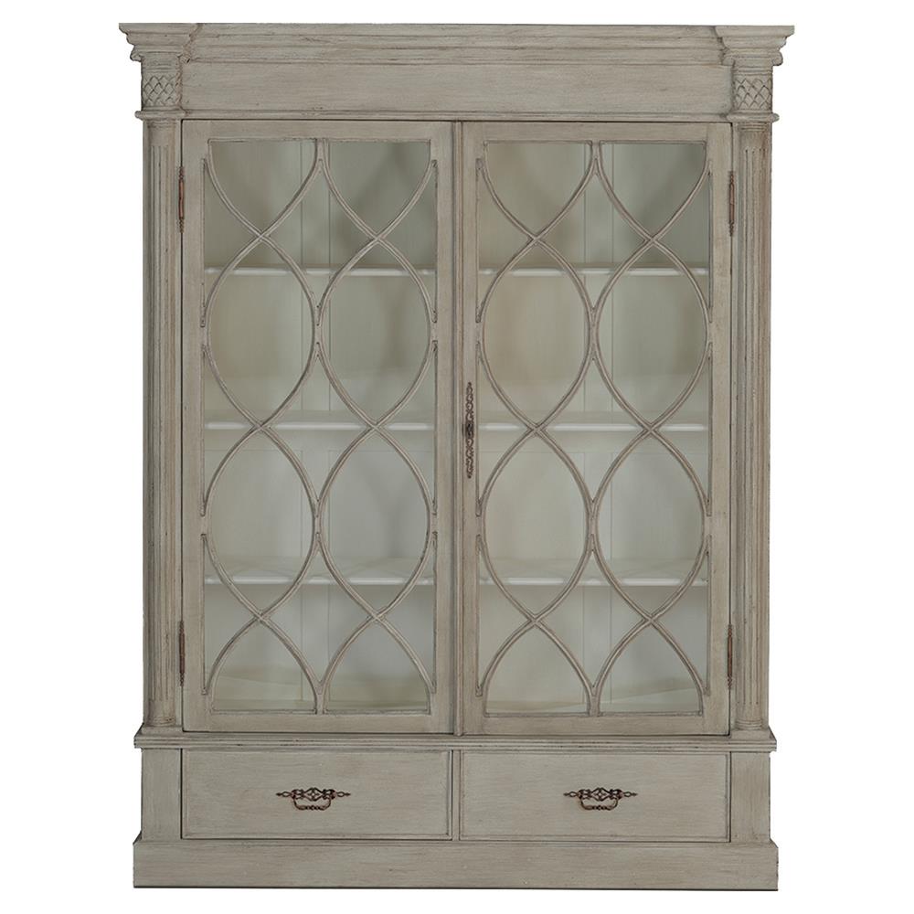 Grace French Country Weathered Wood 2 Door Display Cabinet Kathy